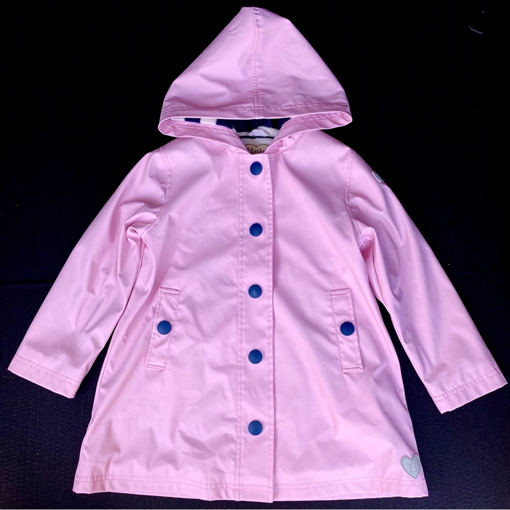 Hatley Girls' Splash Jacket Raincoat Pink & Navy Stripe Size 5